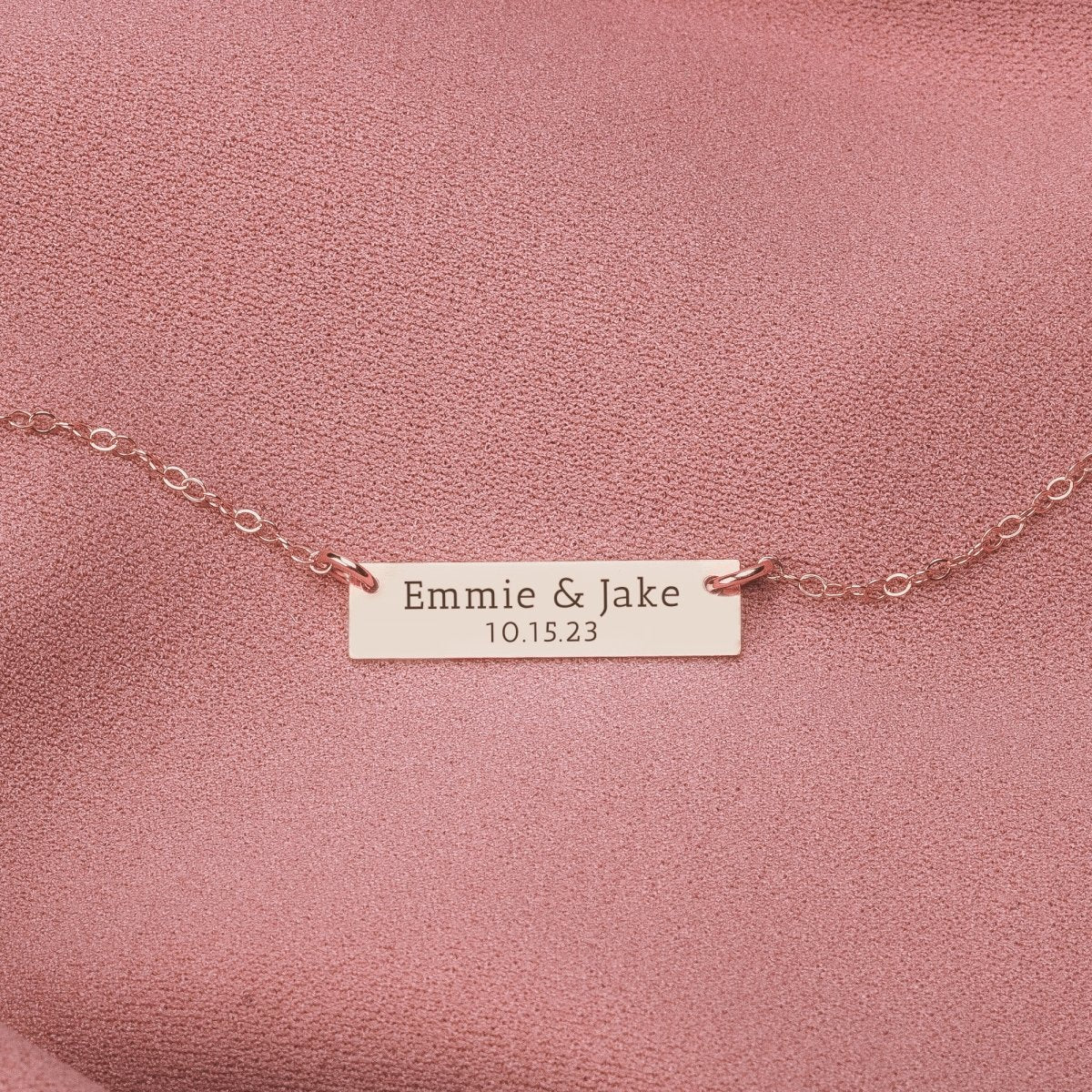 Personalized Couples Bar Necklace - Melanie Golden Jewelry - bar necklaces, bridesmaid, Engraved Jewelry, love, necklace, personalized, personalized necklace, VALENTINES, wedding, wedding party