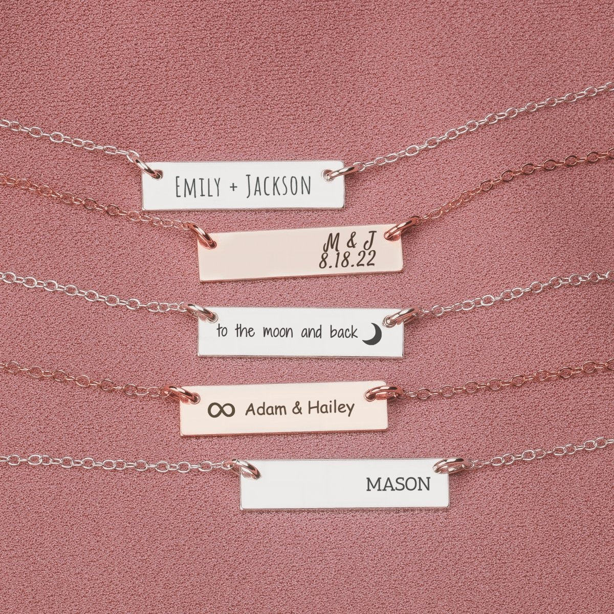 Personalized Couples Bar Necklace - Melanie Golden Jewelry - bar necklaces, bridesmaid, Engraved Jewelry, love, necklace, personalized, personalized necklace, VALENTINES, wedding, wedding party