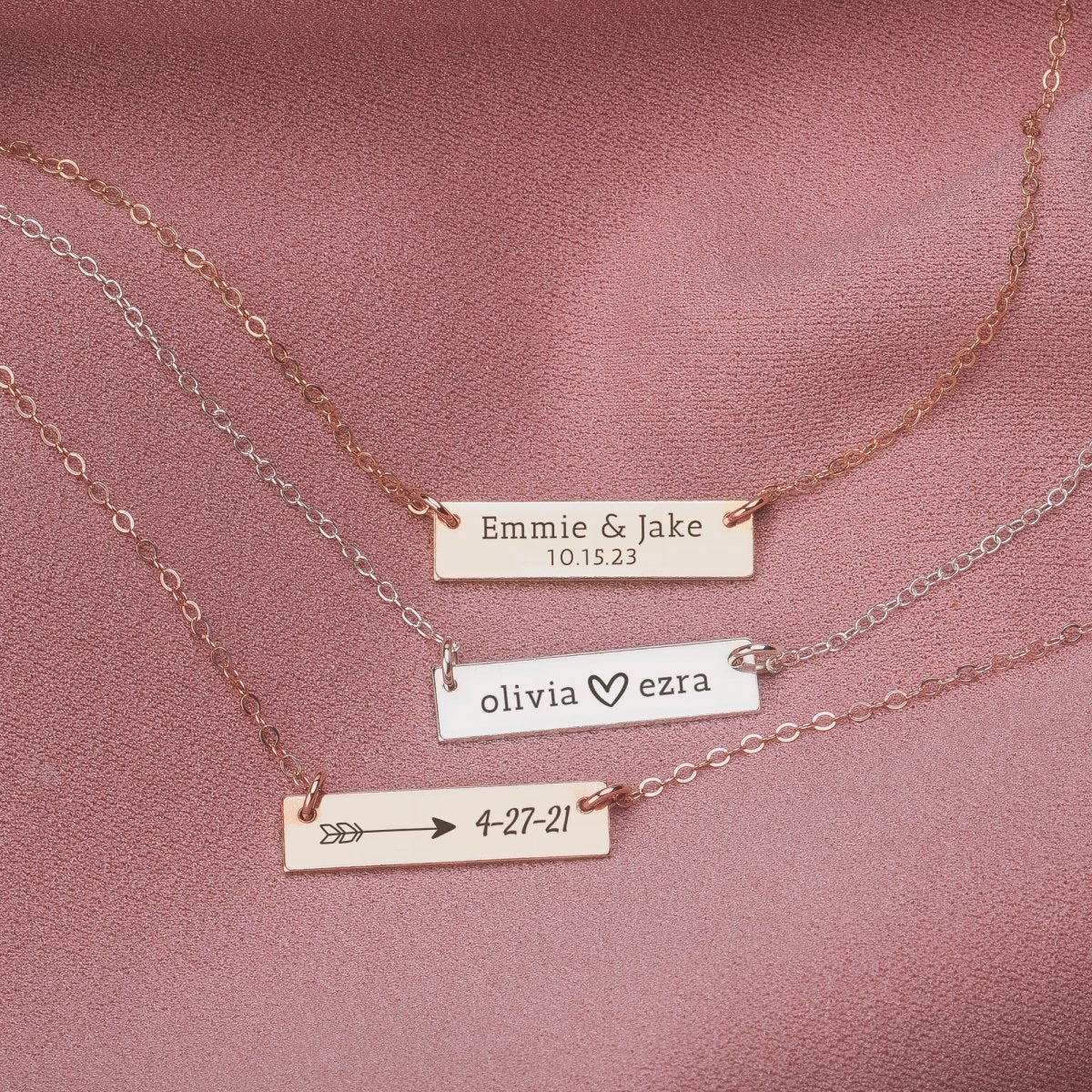 Personalized Couples Bar Necklace - Melanie Golden Jewelry - bar necklaces, bridesmaid, Engraved Jewelry, love, necklace, personalized, personalized necklace, VALENTINES, wedding, wedding party