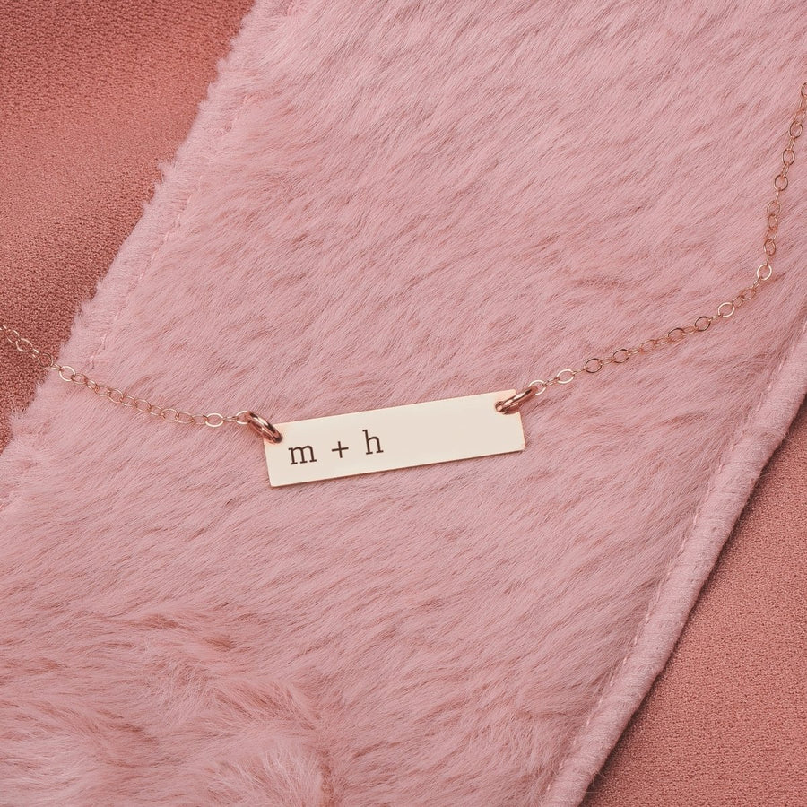 Personalized Couples Bar Necklace - Melanie Golden Jewelry - bar necklaces, bridesmaid, Engraved Jewelry, love, necklace, personalized, personalized necklace, VALENTINES, wedding, wedding party
