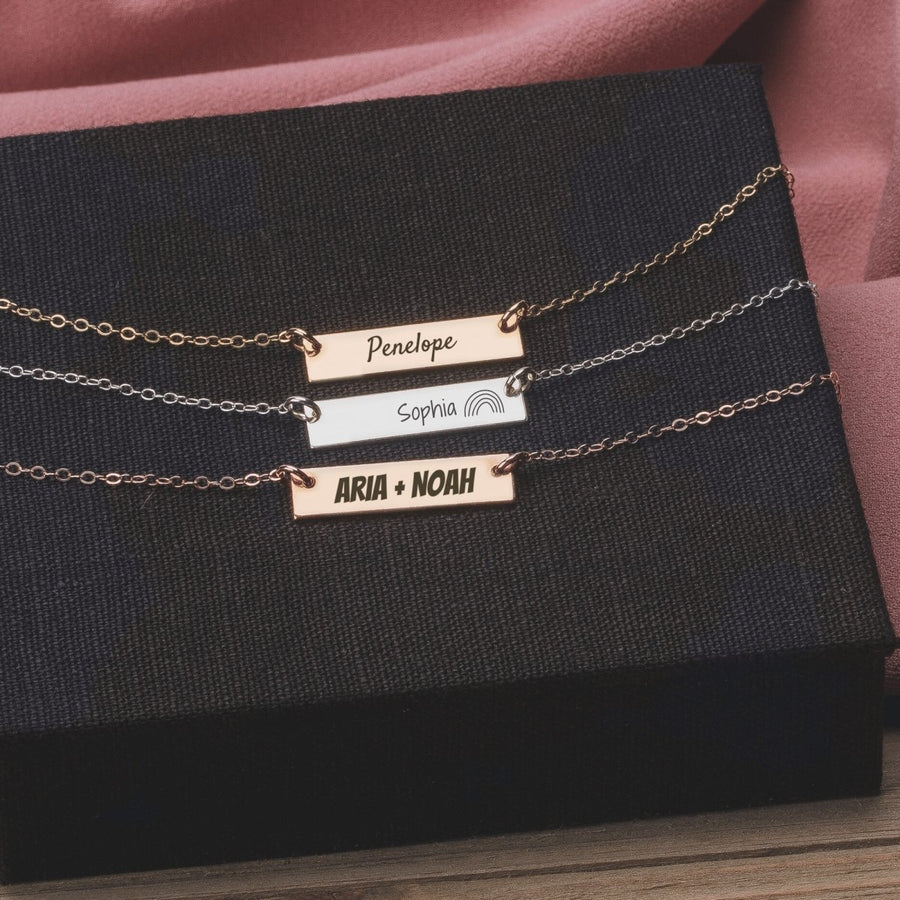 Personalized Couples Bar Necklace - Melanie Golden Jewelry