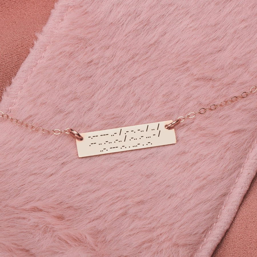 Personalized Morse Code Bar Necklace - Melanie Golden Jewelry - bar necklaces, Engraved Jewelry, love, motherhood, necklace, personalized, personalized necklace, VALENTINES