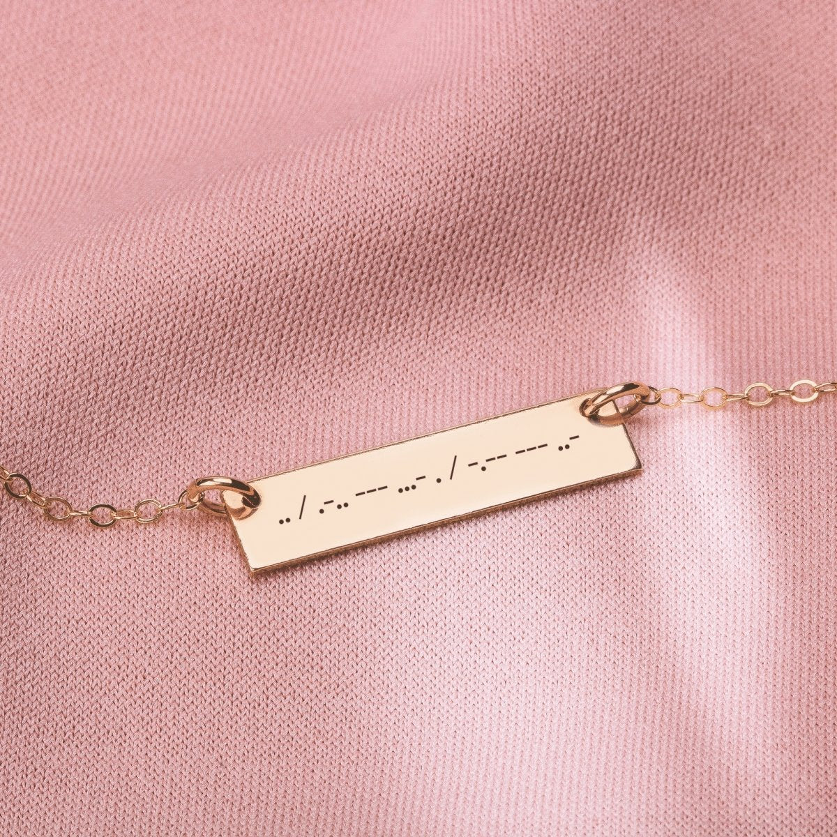 Personalized Morse Code Bar Necklace - Melanie Golden Jewelry - bar necklaces, Engraved Jewelry, love, motherhood, necklace, personalized, personalized necklace, VALENTINES