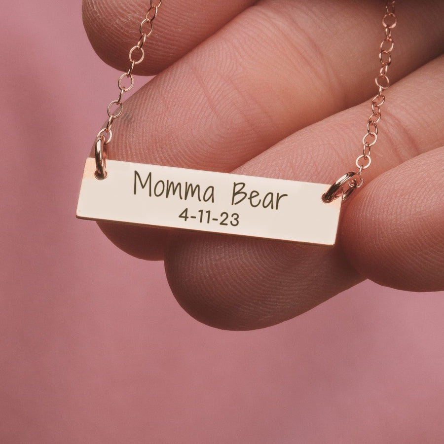 Personalized Mothers Bar Necklace - Melanie Golden Jewelry - bar necklaces, Engraved Jewelry, love, Motherhood, necklace, personalized, personalized necklace
