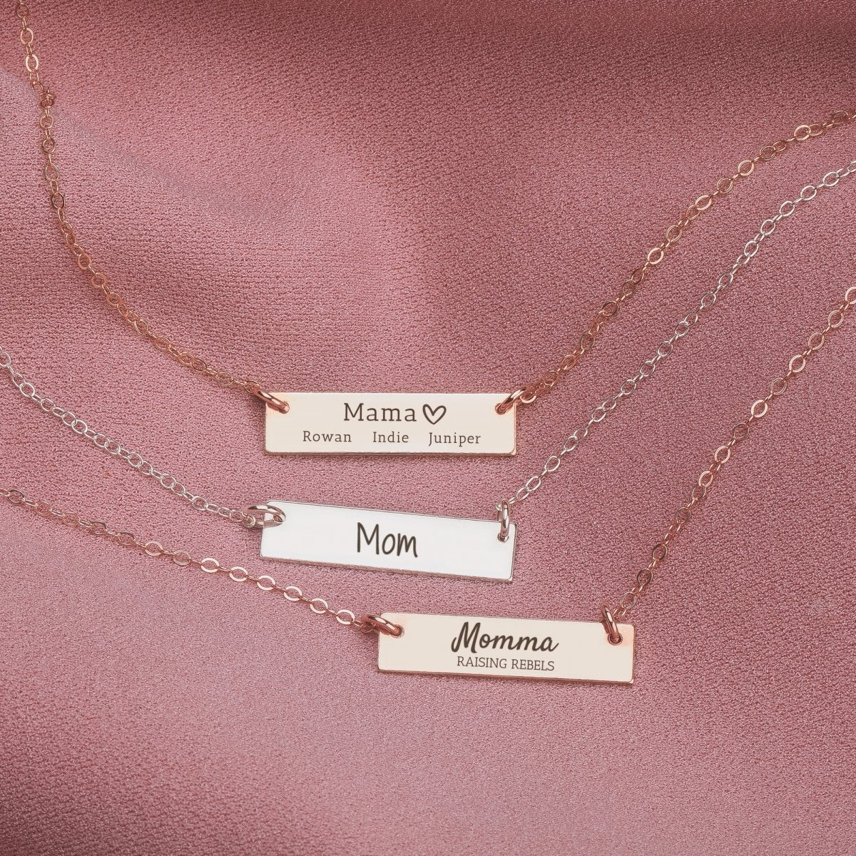 Personalized Mothers Bar Necklace - Melanie Golden Jewelry - bar necklaces, Engraved Jewelry, love, Motherhood, necklace, personalized, personalized necklace