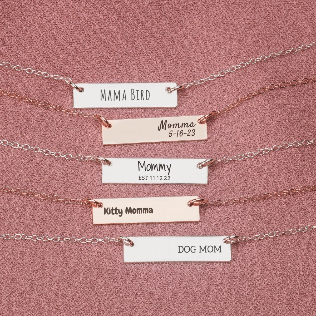 Personalized Mothers Bar Necklace - Melanie Golden Jewelry - bar necklaces, Engraved Jewelry, love, Motherhood, necklace, personalized, personalized necklace