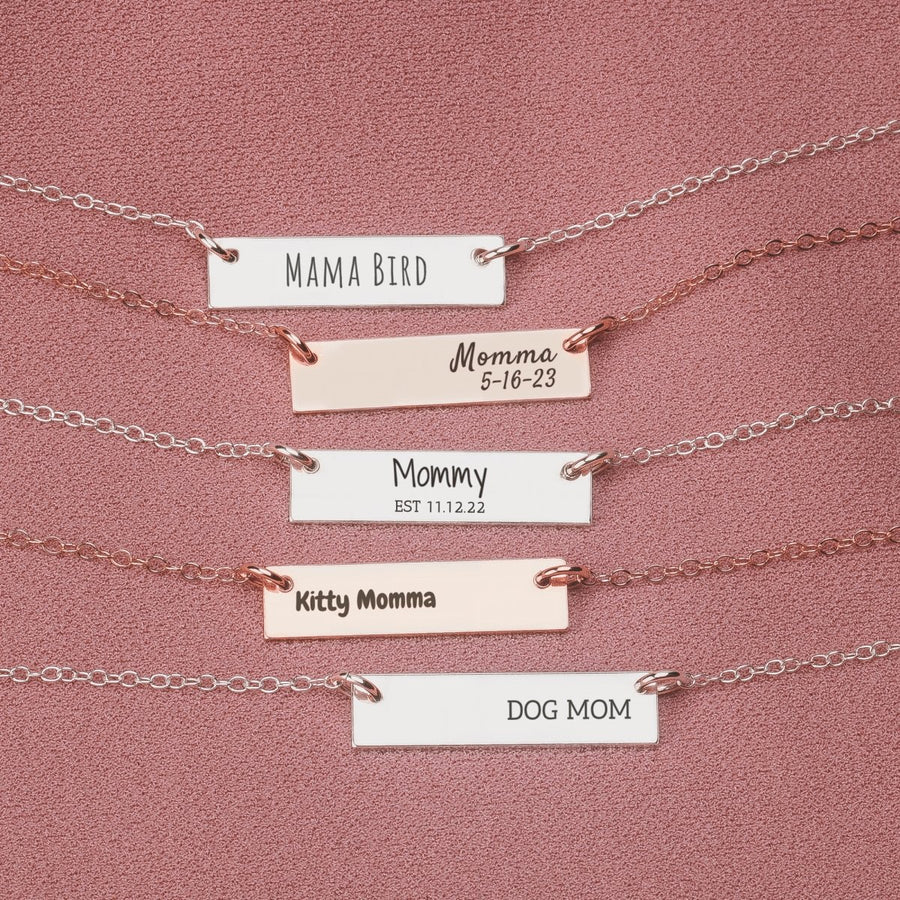 Personalized Mothers Bar Necklace - Melanie Golden Jewelry - bar necklaces, Engraved Jewelry, love, Motherhood, necklace, personalized, personalized necklace