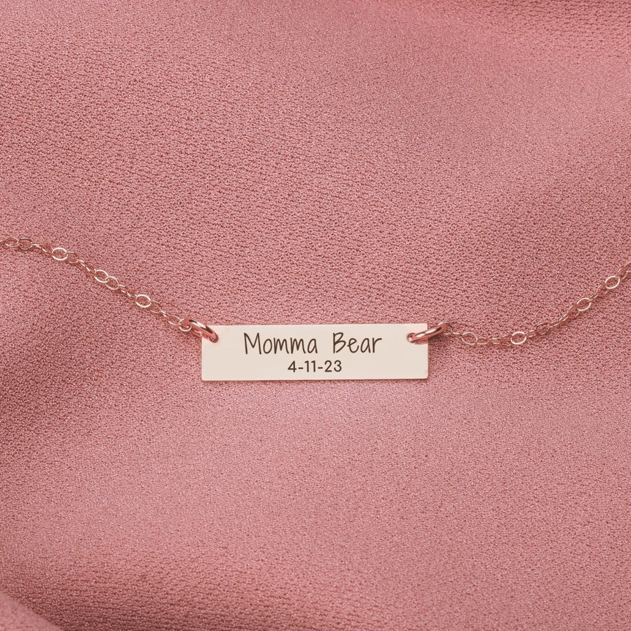 Personalized Mothers Bar Necklace - Melanie Golden Jewelry - bar necklaces, Engraved Jewelry, love, Motherhood, necklace, personalized, personalized necklace