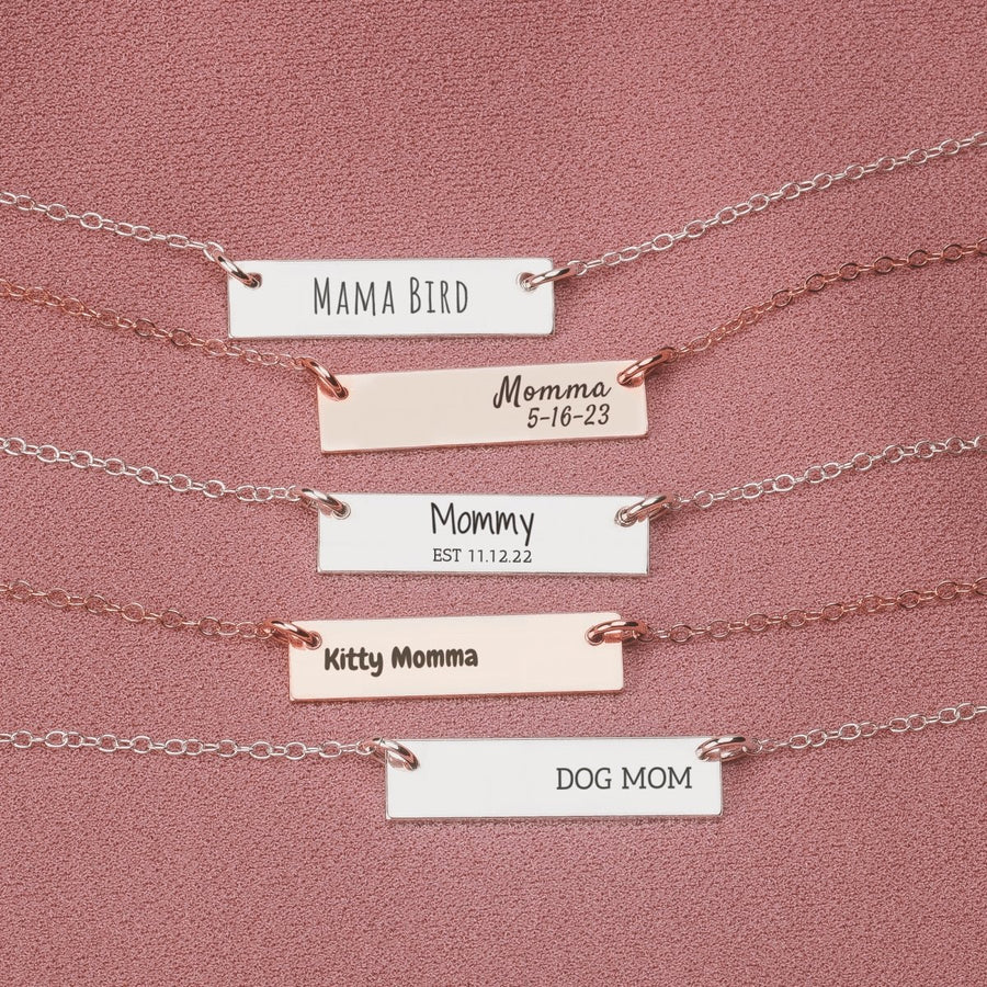 Personalized New Mom Necklace - Melanie Golden Jewelry - bar necklaces, Engraved Jewelry, Motherhood, necklace, personalized, personalized necklace