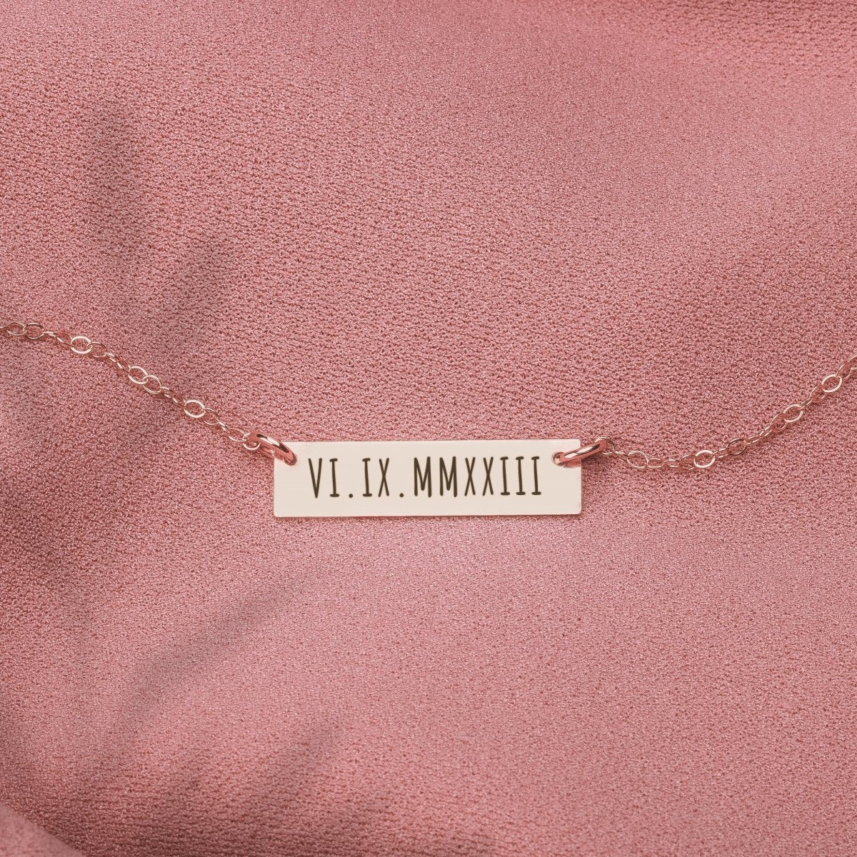 Personalized Roman Numerals Bar Necklace - Melanie Golden Jewelry - bar necklaces, bridesmaid, Engraved Jewelry, motherhood, necklace, personalized, personalized necklace, personalized1, VALENTINES, wedding, wedding party