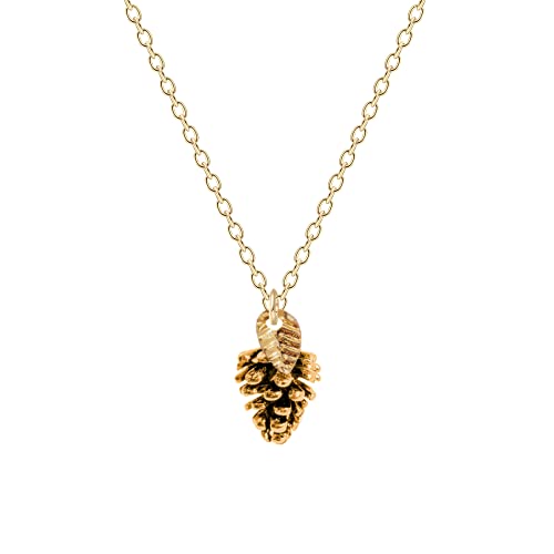 Pinecone Necklace With Leaf - Melanie Golden Jewelry - christmas, christmas jewelry, halloween, halloween jewelry, necklace, necklaces, pendant necklaces, thanksgiving, thanksgiving jewelry