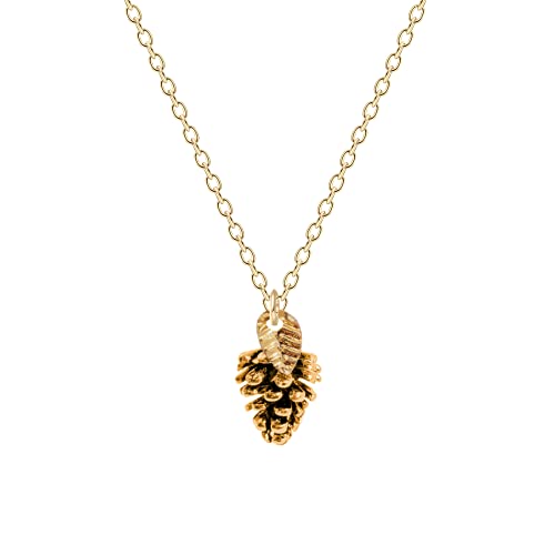 Pinecone Necklace With Leaf - Melanie Golden Jewelry - christmas, christmas jewelry, halloween, halloween jewelry, necklace, necklaces, pendant necklaces, thanksgiving, thanksgiving jewelry