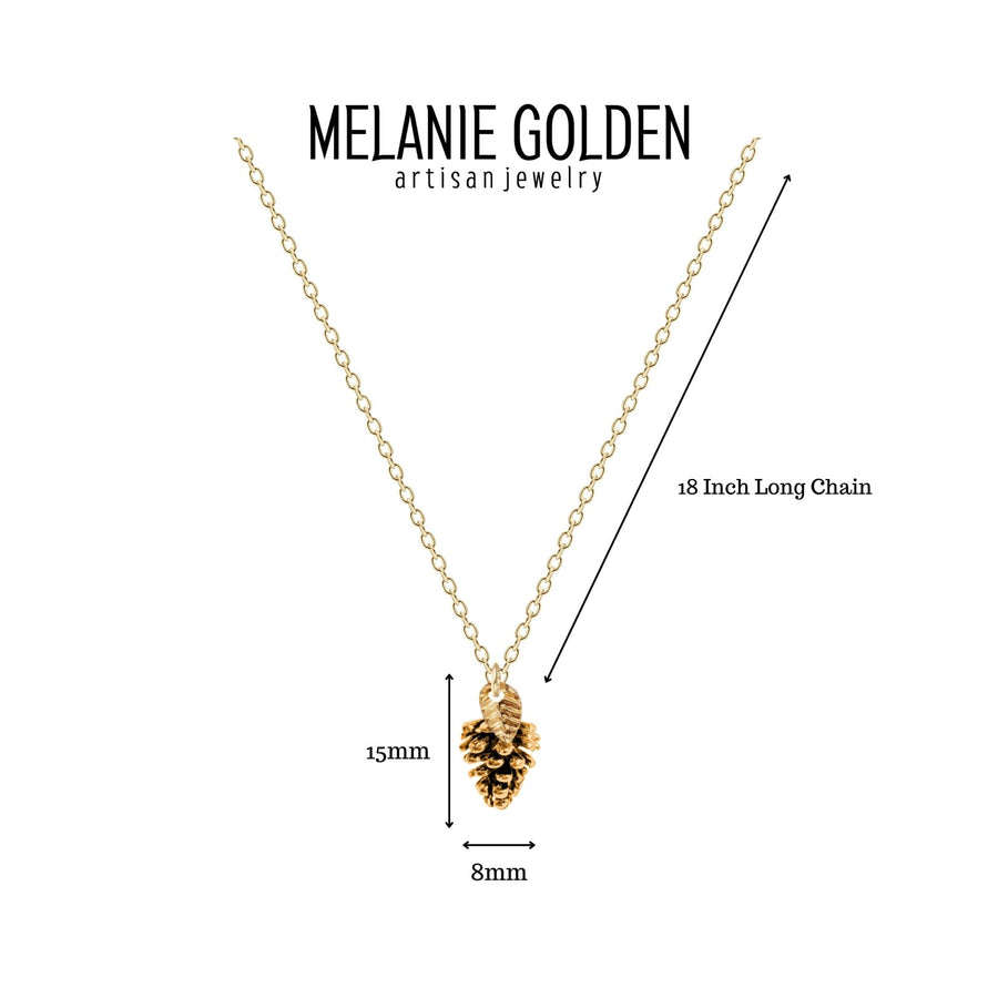 Pinecone Necklace With Leaf - Melanie Golden Jewelry - christmas, christmas jewelry, halloween, halloween jewelry, necklace, necklaces, pendant necklaces, thanksgiving, thanksgiving jewelry