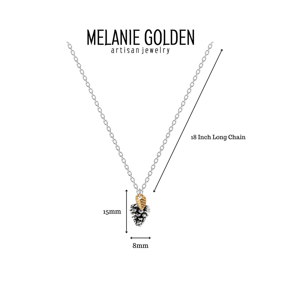 Pinecone Necklace With Leaf - Melanie Golden Jewelry