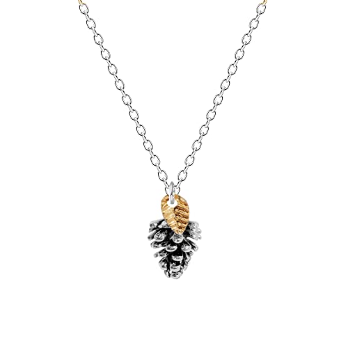Pinecone Necklace With Leaf - Melanie Golden Jewelry - christmas, christmas jewelry, halloween, halloween jewelry, necklace, necklaces, pendant necklaces, thanksgiving, thanksgiving jewelry