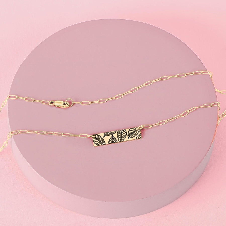 Plant Mama Bar Necklace - Melanie Golden Jewelry - _badge_new, bar necklaces, bridal party, flora, for the bridal party, motherhood, necklace, new, pendant necklace, personalized, plant mama, symbolic, wedding