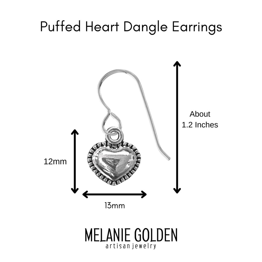 Puffy Heart Dangle Earrings - Melanie Golden Jewelry - dangle earrings, earrings, love