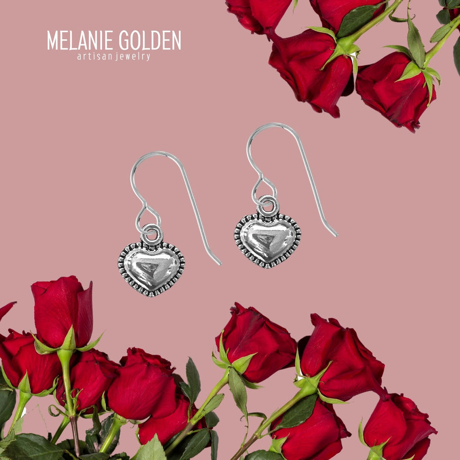 Puffy Heart Dangle Earrings - Melanie Golden Jewelry - dangle earrings, earrings, love