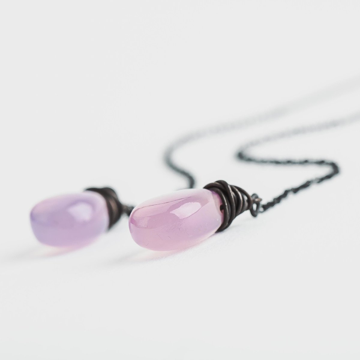 Purple Chalcedony Threader Earrings - Melanie Golden Jewelry - dangle earrings, earrings, threader, threader earrings