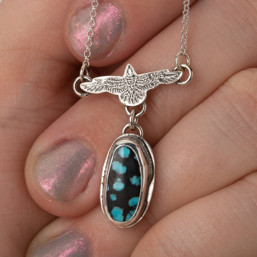 Raven Necklace With Cloud Mountain Turquoise - Melanie Golden Jewelry
