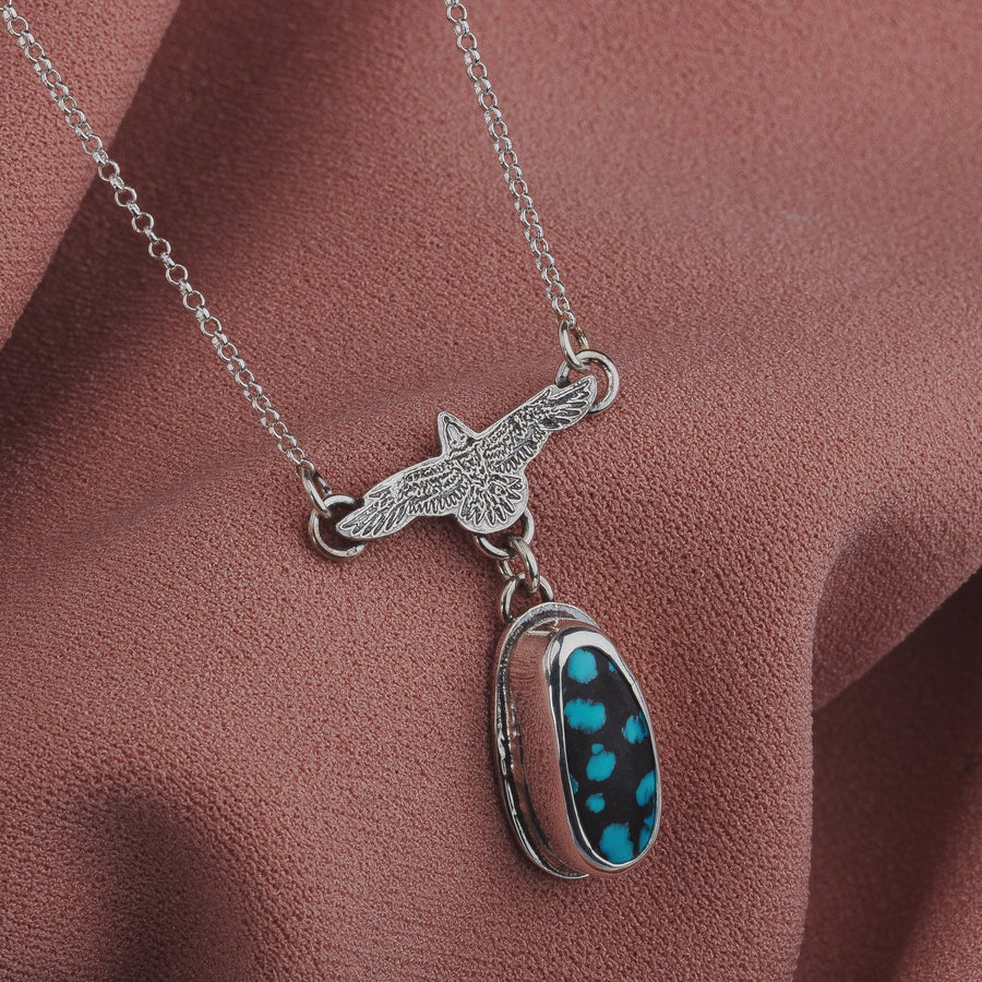 Raven Necklace With Cloud Mountain Turquoise - Melanie Golden Jewelry