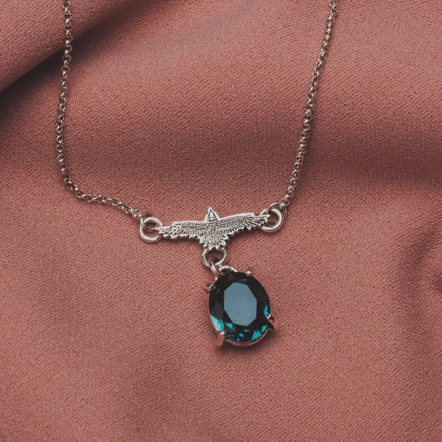 Raven Necklace With Teal Blue Topaz - Melanie Golden Jewelry