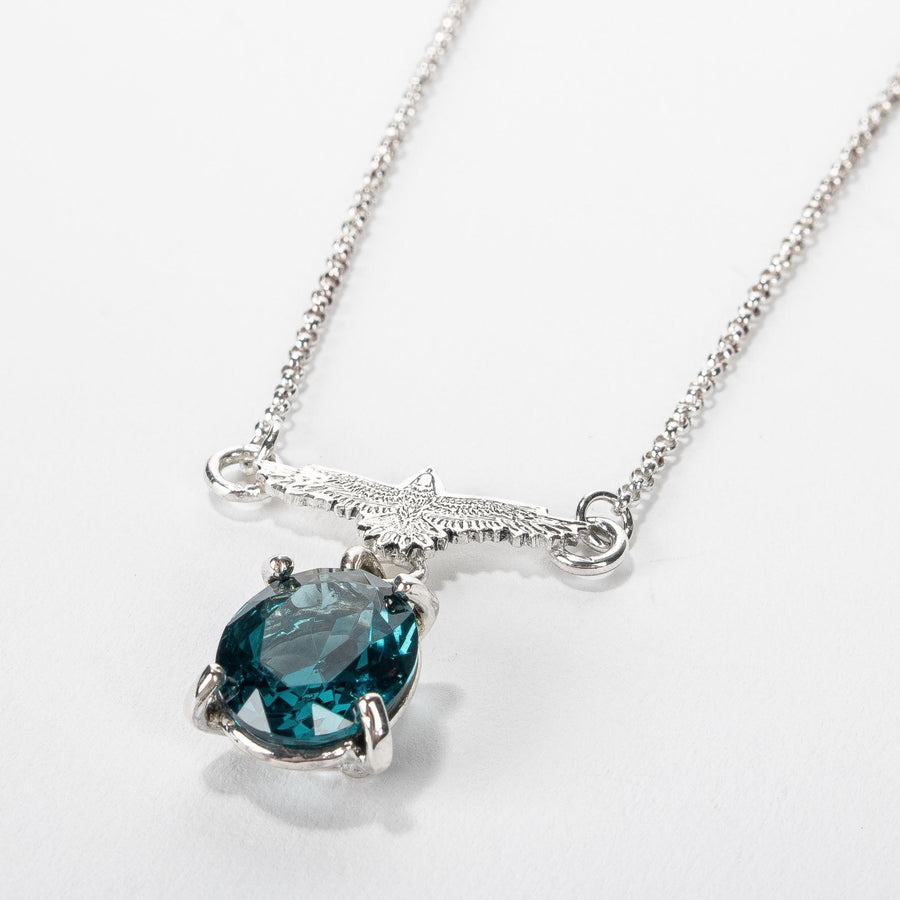 Raven Necklace With Teal Blue Topaz - Melanie Golden Jewelry
