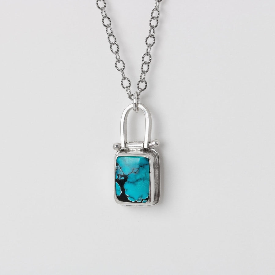 Rectangle Cloud Mountain Turquoise Hinge Necklace - Melanie Golden Jewelry