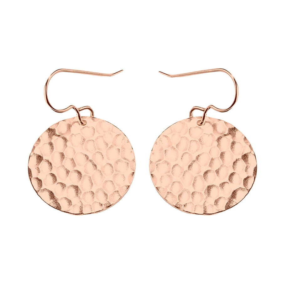 Rose Gold Hammered Disc Dangle Earrings - Melanie Golden Jewelry - dangle earrings, earrings, everyday essentials