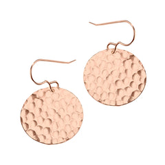 Rose Gold Hammered Disc Dangle Earrings - Melanie Golden Jewelry - dangle earrings, earrings, everyday essentials