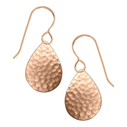 Rose Gold Hammered Teardrop Dangle Earrings - Melanie Golden Jewelry