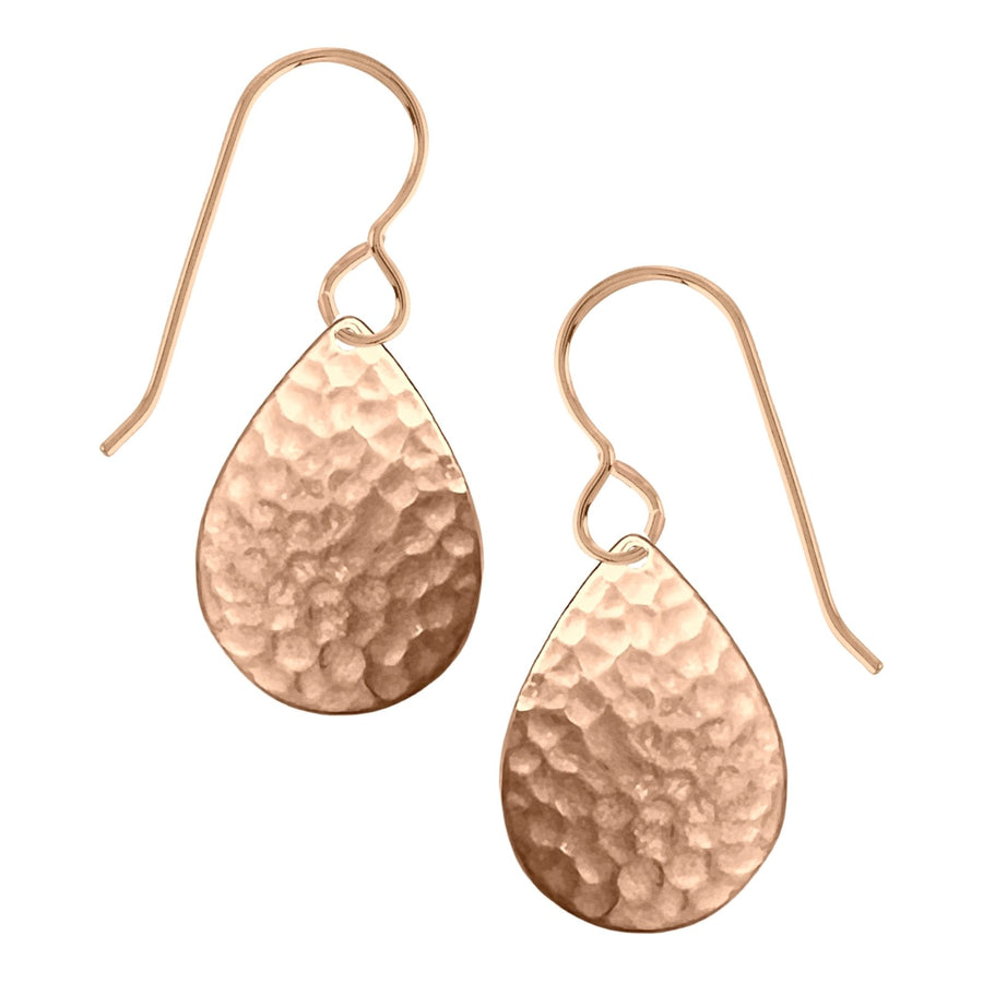 Rose Gold Hammered Teardrop Dangle Earrings - Melanie Golden Jewelry - dangle earrings, earrings