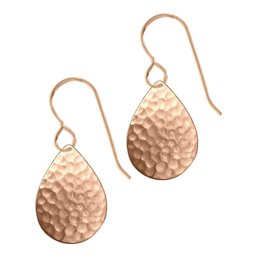 Rose Gold Hammered Teardrop Dangle Earrings - Melanie Golden Jewelry - dangle earrings, earrings