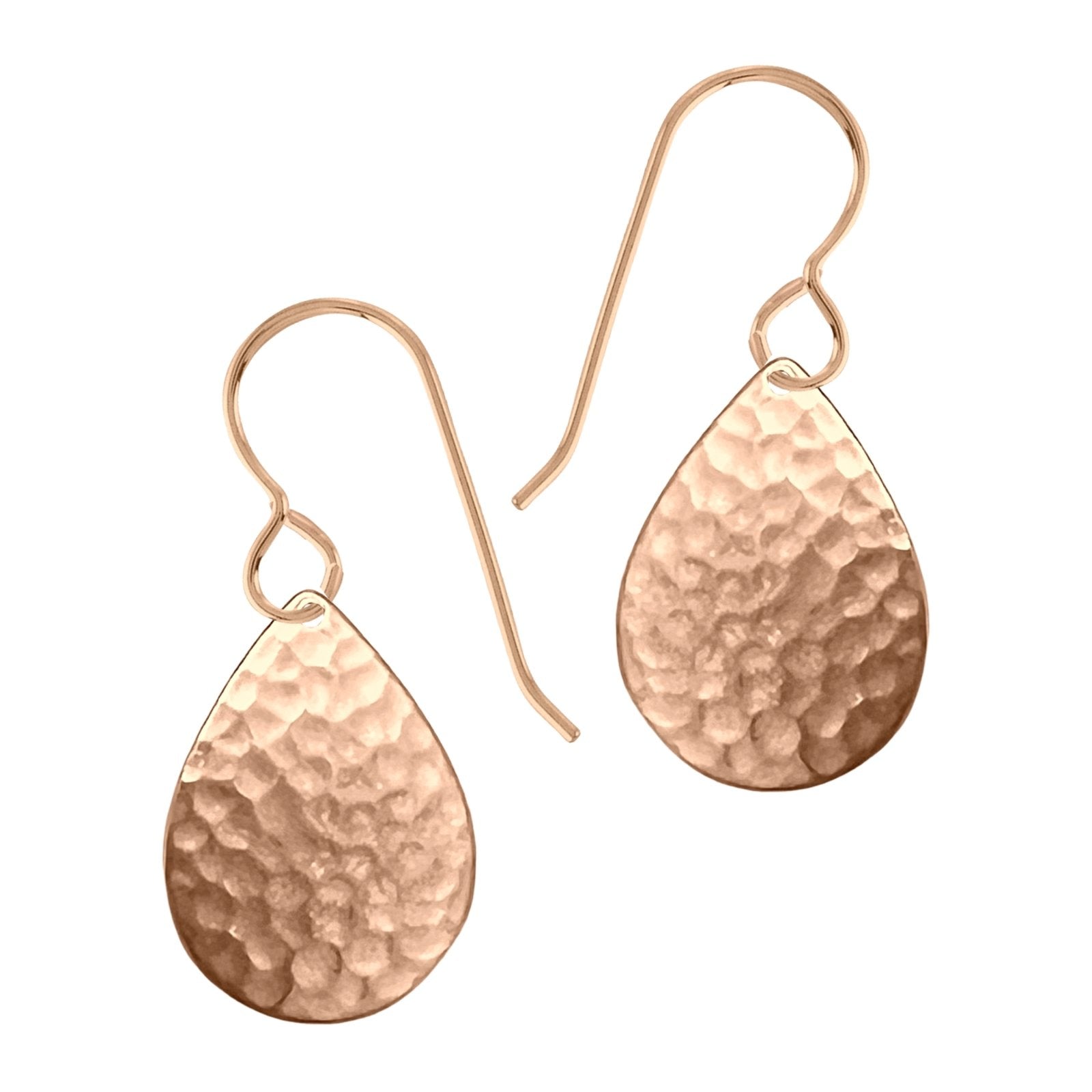 Rose Gold Hammered Teardrop Dangle Earrings - Melanie Golden Jewelry - dangle earrings, earrings