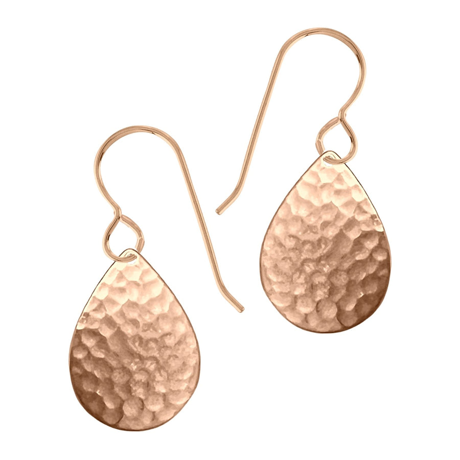 Rose Gold Hammered Teardrop Dangle Earrings - Melanie Golden Jewelry - dangle earrings, earrings