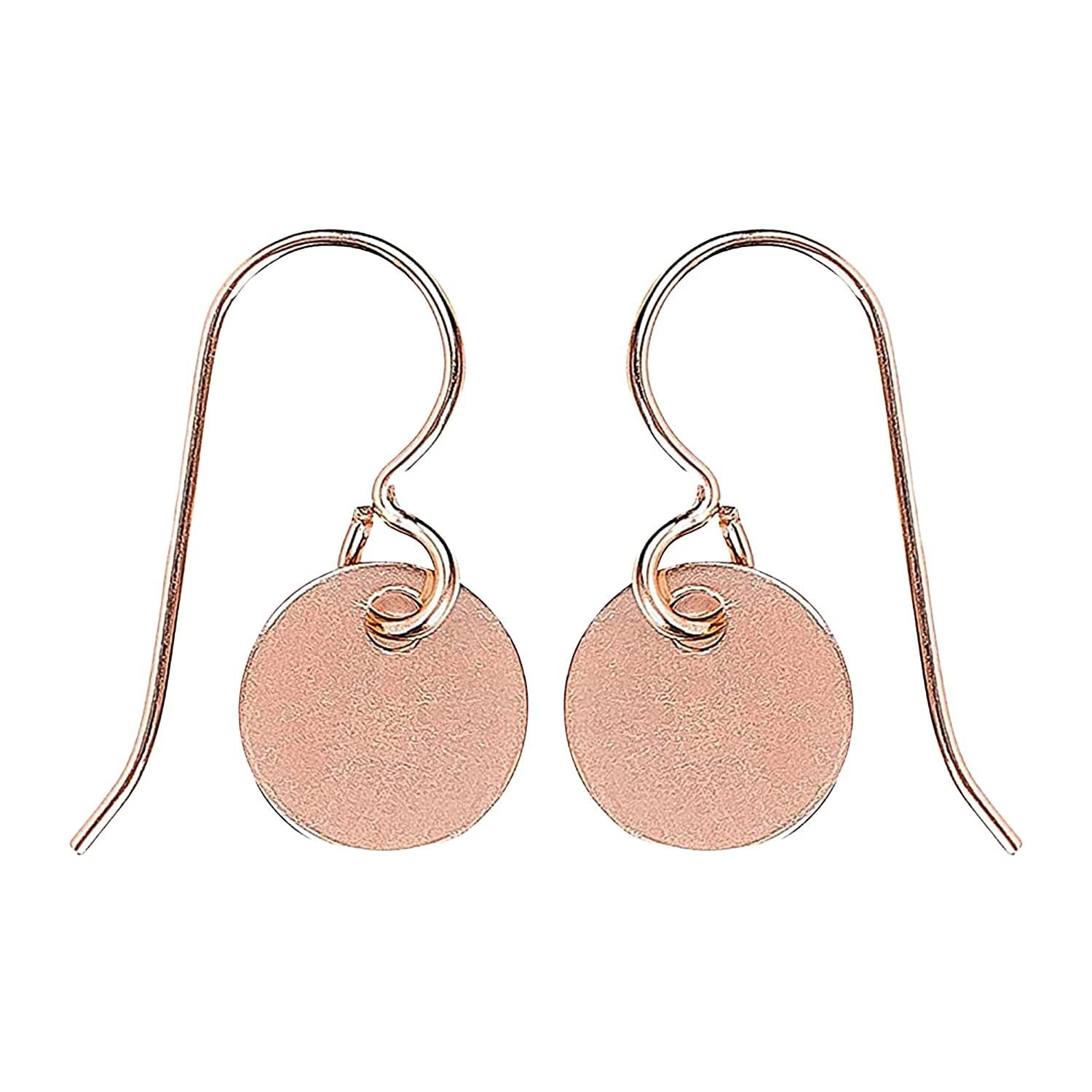 Round Circle Disc Dangle Earrings | Rose Gold - Melanie Golden Jewelry - dangle earrings, drop earrings, earrings, everyday, everyday essentials, minimal, minimal jewelry, rose, rose gold
