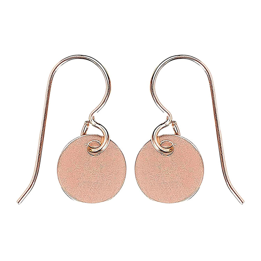Round Circle Disc Dangle Earrings | Rose Gold - Melanie Golden Jewelry - dangle earrings, drop earrings, earrings, everyday, everyday essentials, minimal, minimal jewelry, rose, rose gold