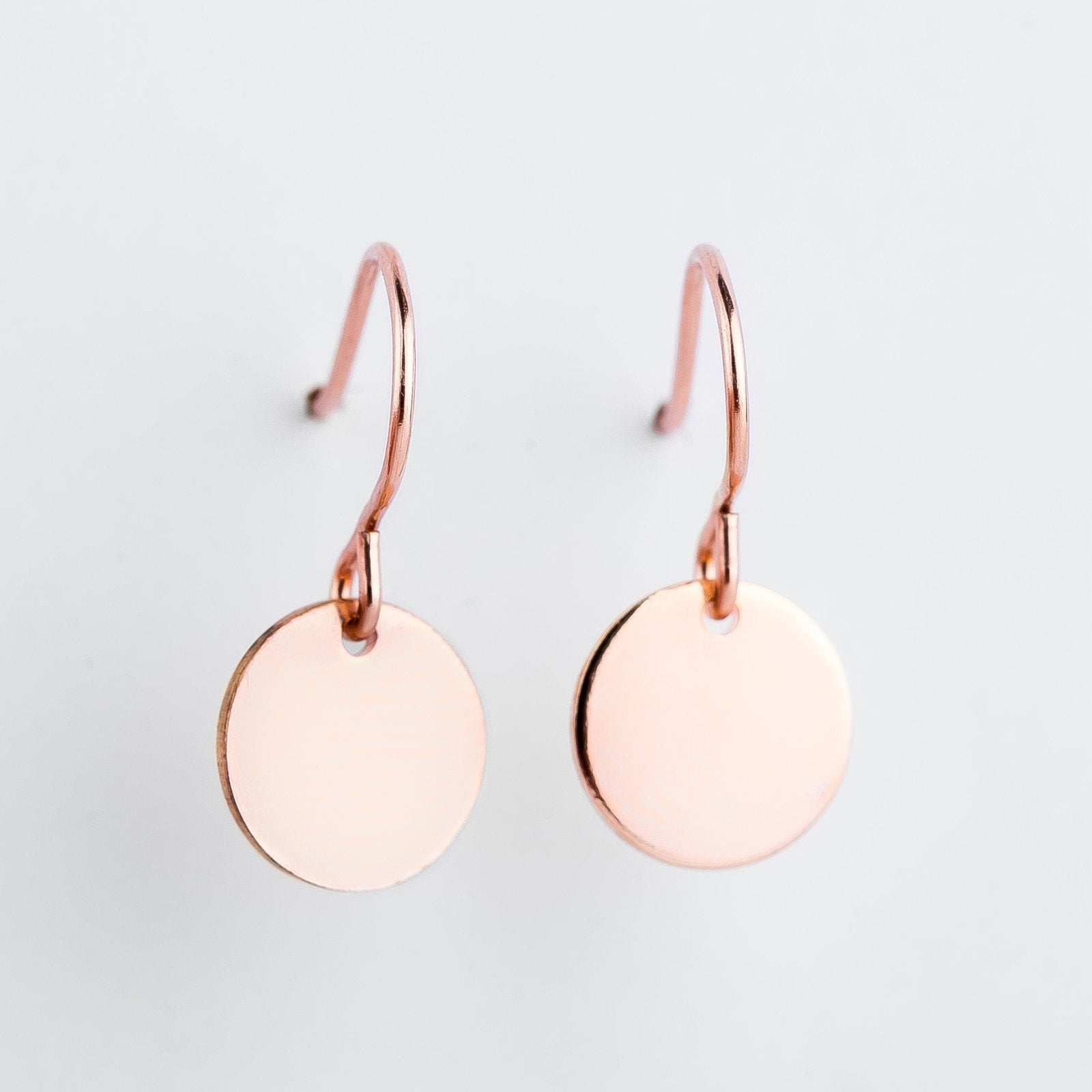 Round Circle Disc Dangle Earrings | Rose Gold - Melanie Golden Jewelry - dangle earrings, drop earrings, earrings, everyday, everyday essentials, minimal, minimal jewelry, rose, rose gold