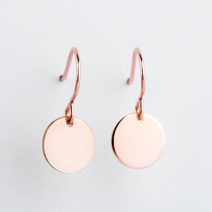 Round Circle Disc Dangle Earrings | Rose Gold - Melanie Golden Jewelry