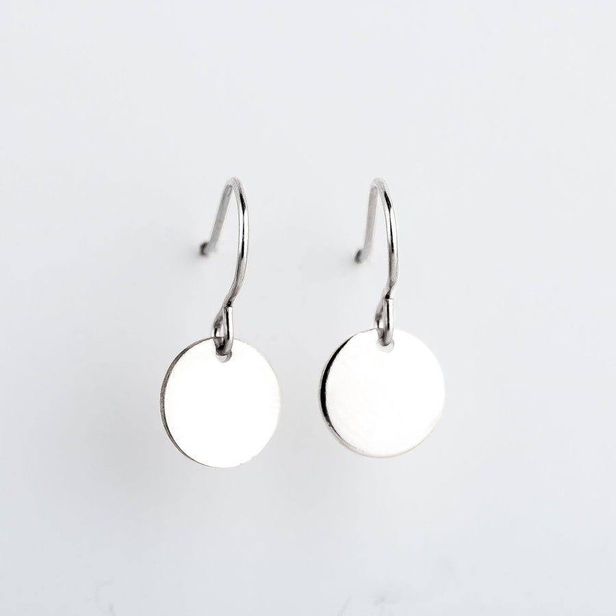 Round Circle Disc Dangle Earrings | Sterling Silver - Melanie Golden Jewelry - dangle earrings, drop earrings, earrings, everyday, everyday essentials, minimal, minimal jewelry, silver