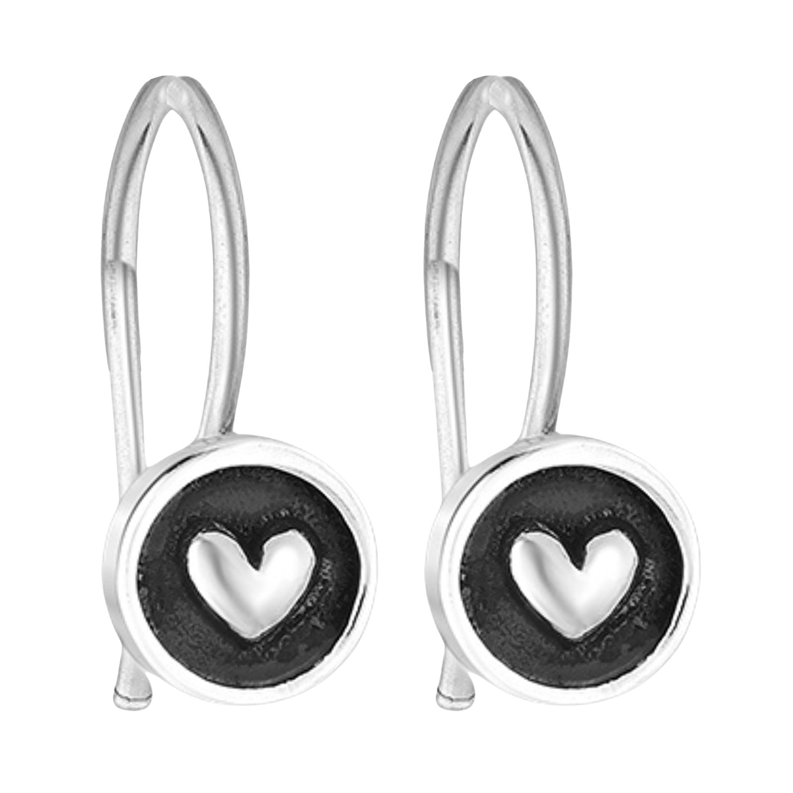 Round Heart Hook Earrings - Melanie Golden Jewelry - dangle earrings, drop earrings, earrings, love, VALENTINES