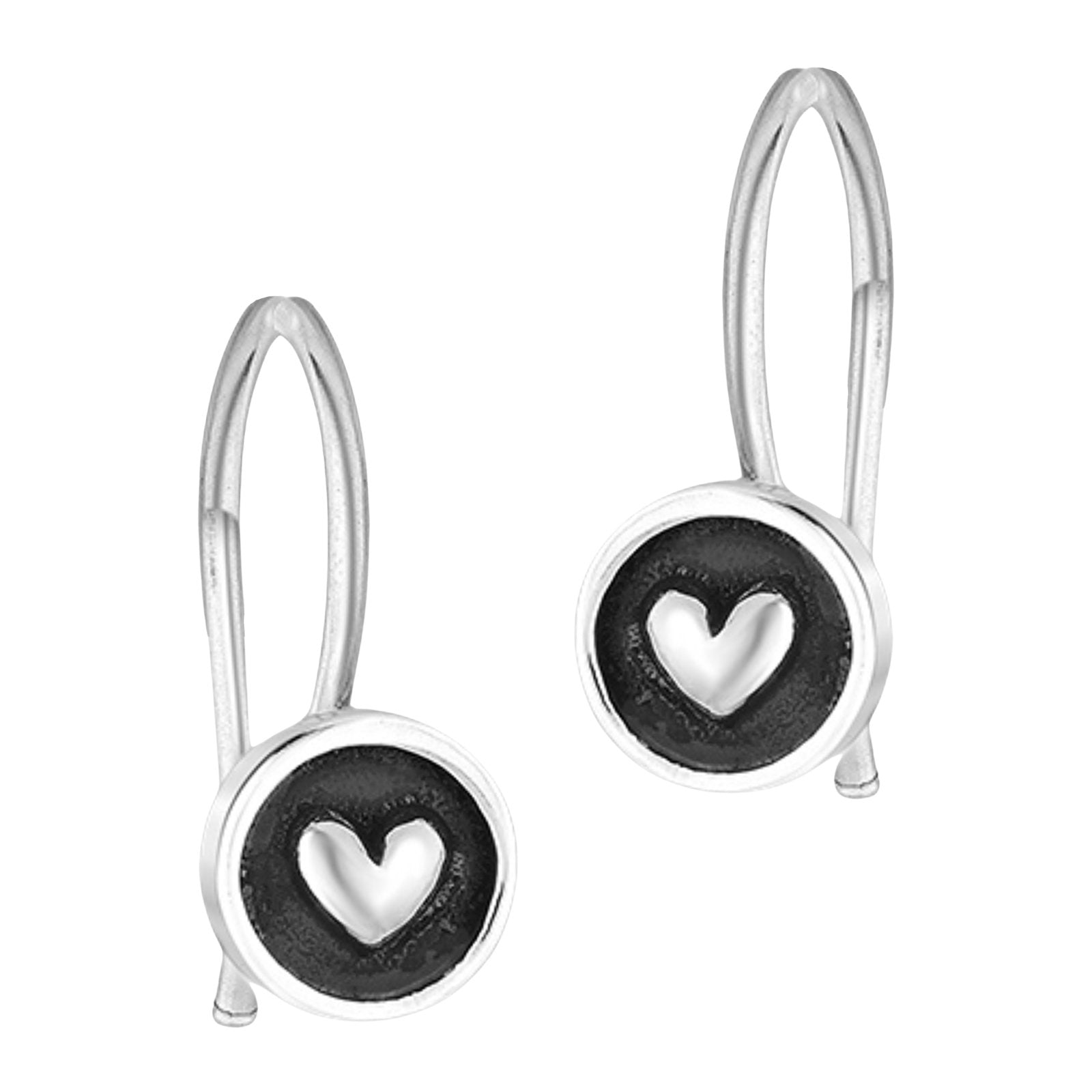 Round Heart Hook Earrings - Melanie Golden Jewelry - dangle earrings, drop earrings, earrings, love, VALENTINES