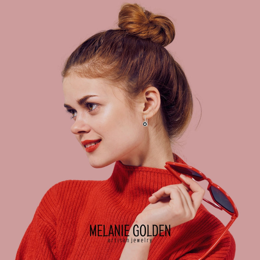 Round Heart Hook Earrings - Melanie Golden Jewelry