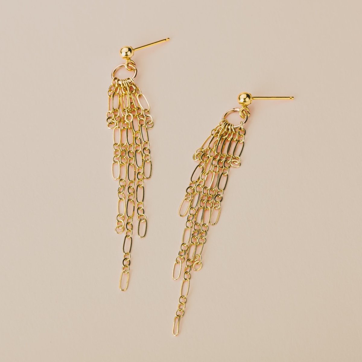 Sadie Chain Tassel Earrings - Melanie Golden Jewelry - _badge_new, dangle earrings, earrings, new, stud, stud earrings