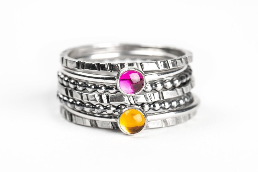 Set of 7 Colorful Stacking Rings - Melanie Golden Jewelry - rings, stacking rings