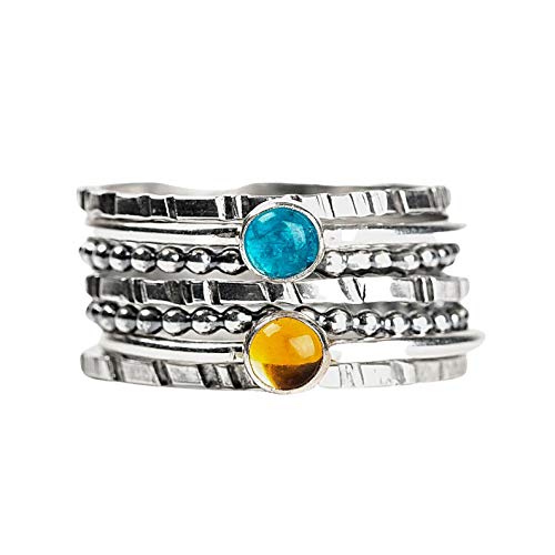 Set of 7 Colorful Stacking Rings - Melanie Golden Jewelry - mixed metal, rings, stacking rings