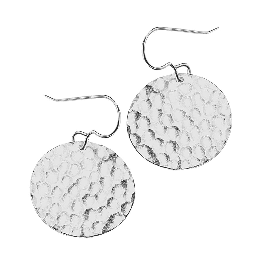 Silver Hammered Disc Dangle Earrings - Melanie Golden Jewelry - dangle earrings, earrings, everyday essentials