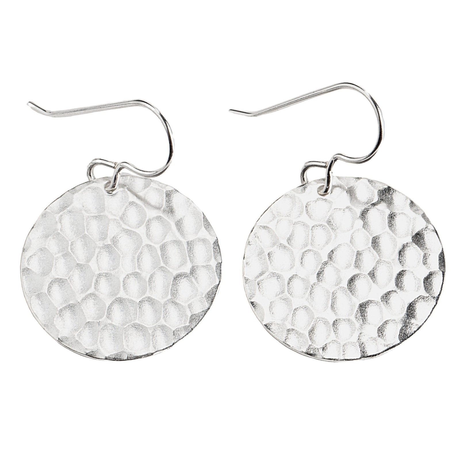 Silver Hammered Disc Dangle Earrings - Melanie Golden Jewelry - dangle earrings, earrings, everyday essentials