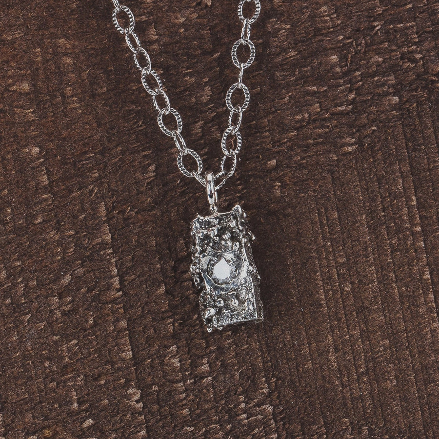 Silvermist Diamond Rugged Textured Brick Necklace - Melanie Golden Jewelry