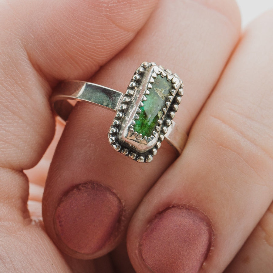 Size 10 Rectangle Green Royston Turquoise Gemstone Ring - Melanie Golden Jewelry - gemstone rings, rings